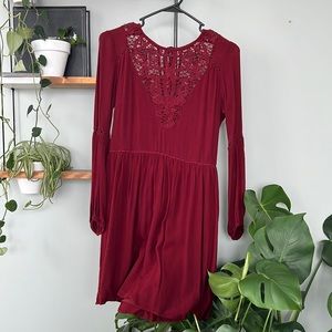 American eagle maroon/red lace dress